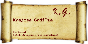 Krajcsa Gréta névjegykártya